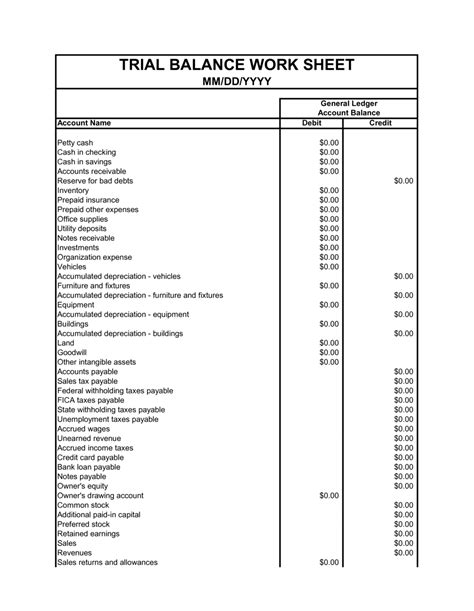 trial balance report template
